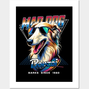 Mad Dog Borzoi Dog Posters and Art